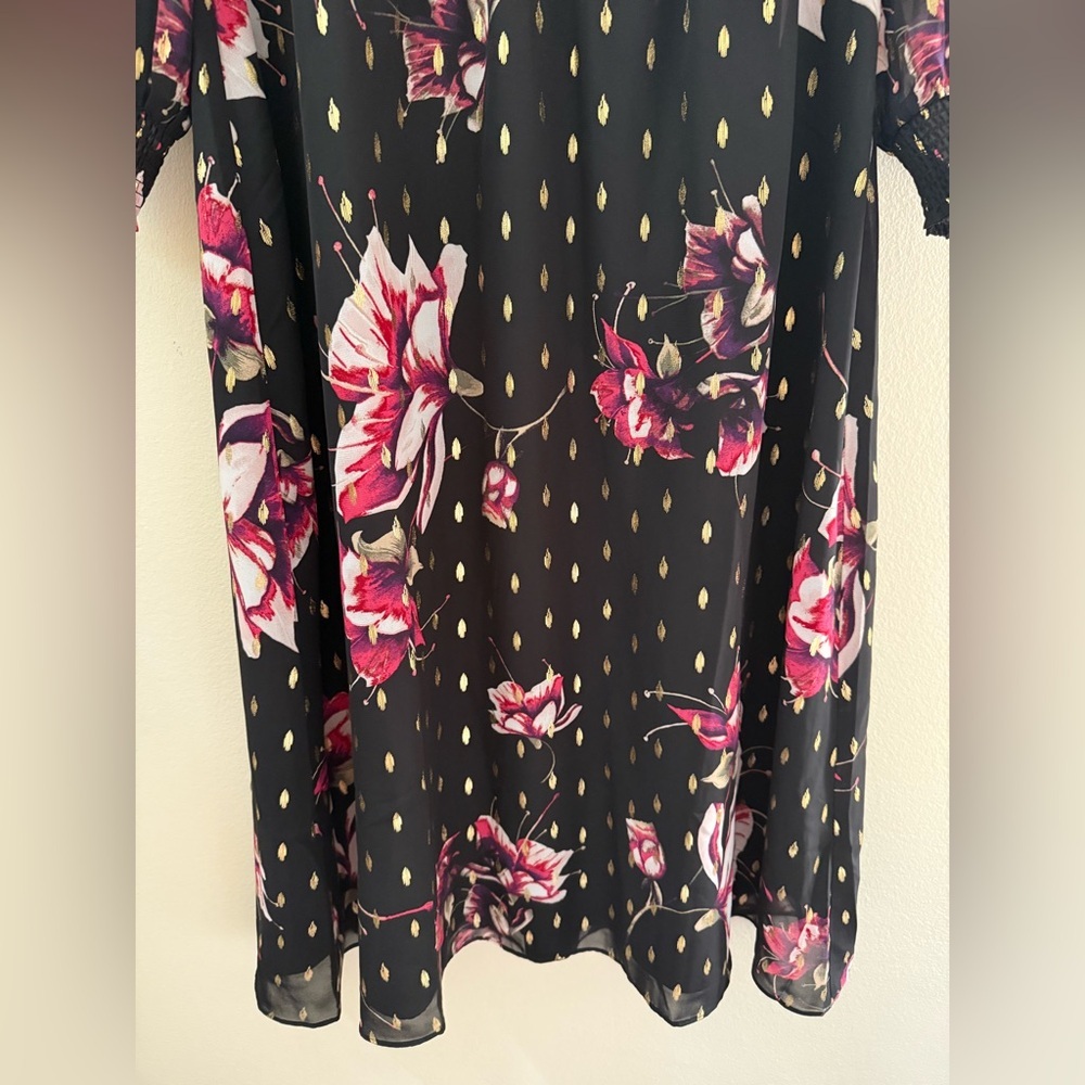 NWT White House Black Market‎ Outlet Metallic Floral Long Sleeve Maxi Dress - 10 - Picture 5 of 9